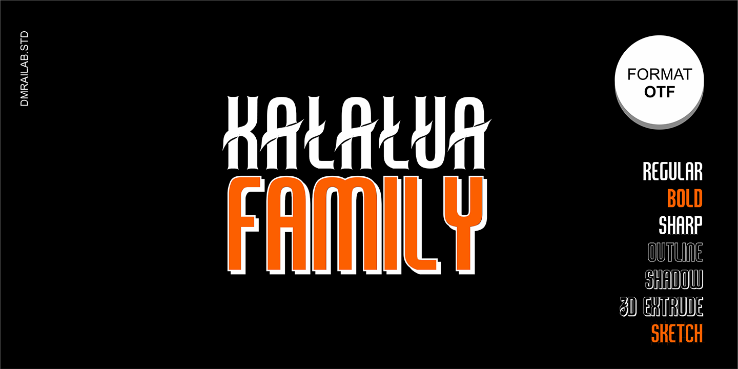 Пример шрифта Kalalua Sharp Italic